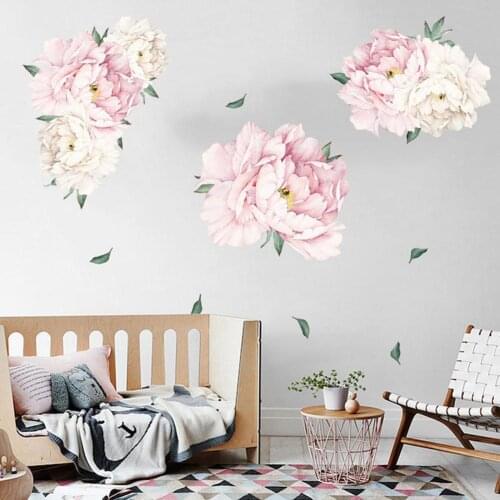 Wall Sticker Beautiful Peony Flower Self Adhesive Art Decal Vinyls Stickers Creative Home Living Room TV Background Decoration