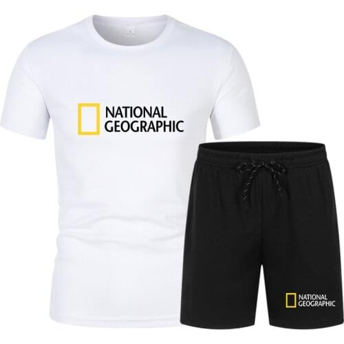 New mens sportswear National Geographical Indication T-shirt shorts two-piece suit beach mens shorts suit clothing 2021 summer