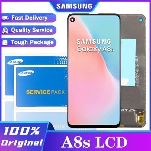 Original 6.4'' AMOLED Display with frame for samsung Galaxy A8s G887 G887F SM-G887F LCD Touch Digitizer Assembly Repair Parts