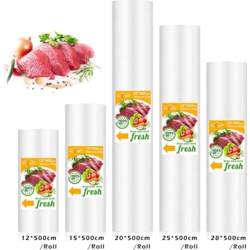 Vacuum Food Sealer Bags Roll Storage Bags For Kitchen Packaging Sealing Machine Fresh Keeping 12 15 20 25 28*500cm BPA Free