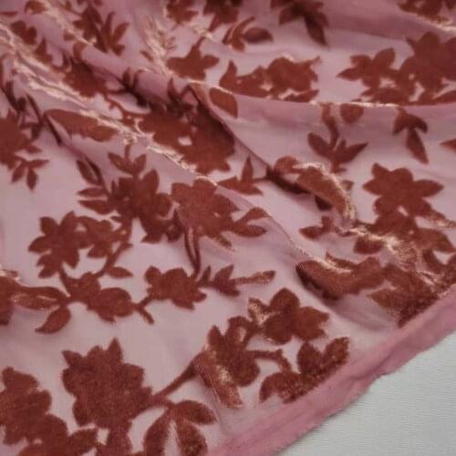 Dress Flocked Viscose Nylon Velvet Soft Fabric 140cm Width Flower Fleeced Shirt Skirt Material