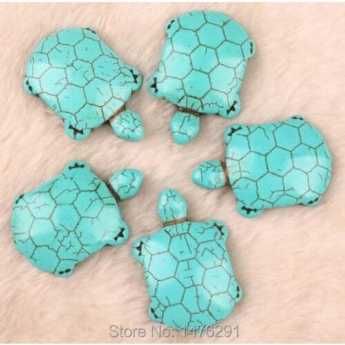Green Howlite Stone Tortoise Beads Pendant 5PC