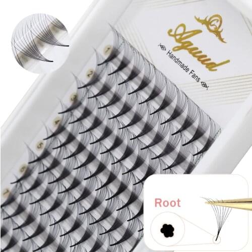 AGUUD Slim Sharp Narrow Stem Premade Fans Lash Eyelash Extension 8D 10D 12D 14D Thin Pointy Base Premade Volume Fans Eyelashes
