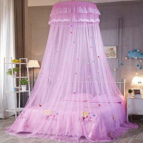 Luxurious Round Hoop Princess Girl Garden Lace Bed Crown Mosquito Net 65 X 260cm/25.6 'x 102' (Top Diameter X Height) 2021