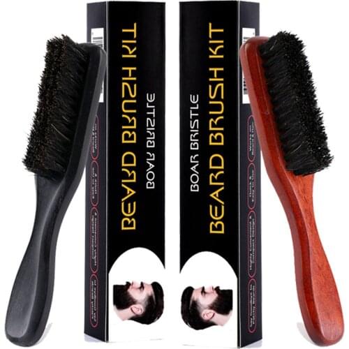 New Wood Handle Boar Bristle Cleaning Brush Hairdressing Men Beard Brush Anti Static Barber Hair Styling Comb Shaving Tools