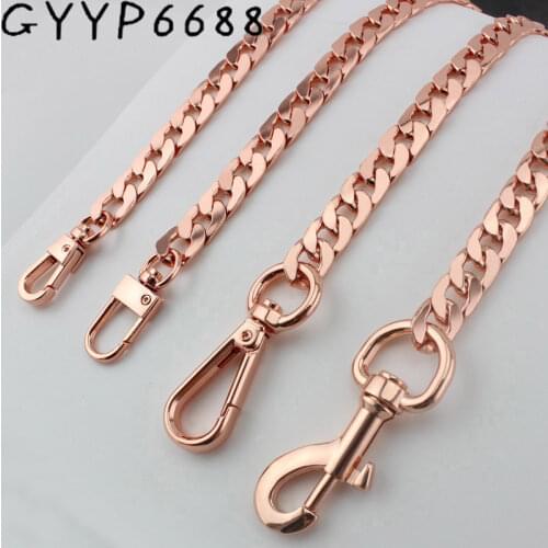 Width 10mm Rose gold chain bags purses strap accessory factory quality plating cover wholesale Flat chain