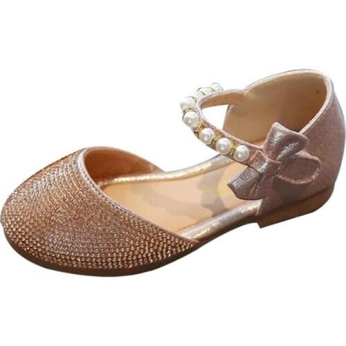 Toddlers Girls Leather Shoes PU Patent Children Flats For Little Medium Girls Kids Pink Party Shoes For Wedding Performance Bow