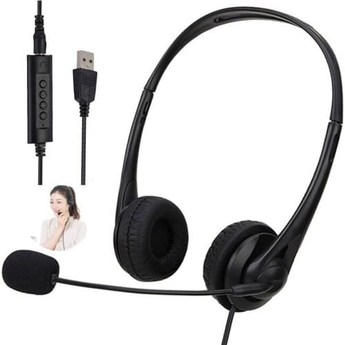 USB Headphones With Microphone Volume Adjustment Noise Cancelling Wired Headphones For Business Skype Call Center Headphones