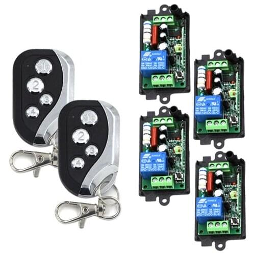 High Quality New 110V 220V 10A 1 Channel Relay Wireless Remote Control Switch 2 Transmitter+4 Receiver RF 315MHz SKU: 5405