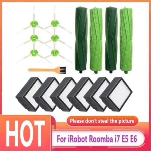 For iRobot Roomba i7 E5 E6 I Series Hepa Filter+Side Brush+Main Brush Roll Parts Robot Vacuum Cleaner Replacement Accessroies