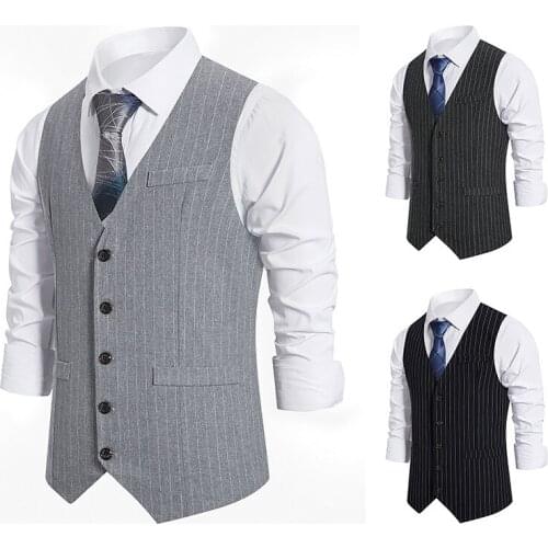 High Quality Mens Business Casual Vest Double Breasted Fashion Sleeveless Slim Fit Suit Vest