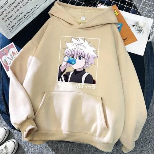 Winter man Harajuku Oversize Fleece Korean loose top Anime illustration Harajuku style Sweatshirt Harajuku hoodie hunter Hooded