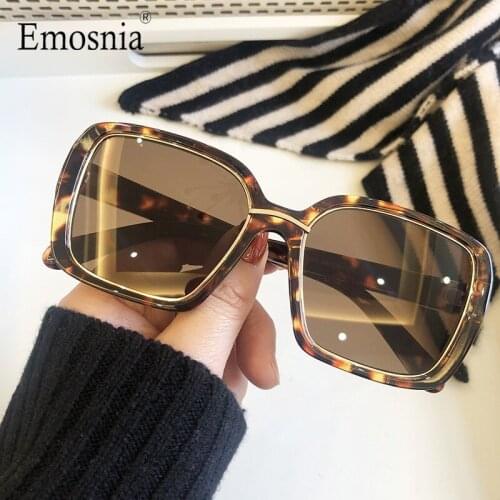 2021 Vintage Square Oversized Sunglasses Women Men Luxury Brand Design High Quality Fashion Clear Lens Eyewear UV400 Gift