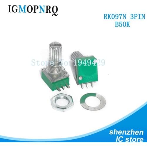 5PCS/LOT B50K Audio Amplifier Sealed Potentiometer 15mm Shaft 3pin RK097N 50K