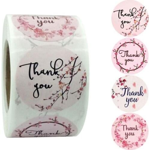 500pcs 4 Designs Flower Thank You Sticker Wedding Favors Gift Package Seal Label 896A