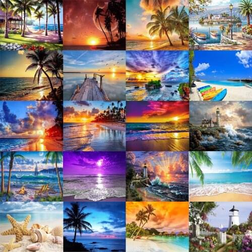 5D DIY diamond embroidery craft mosaic beach landscape art furniture pattern home decor craft