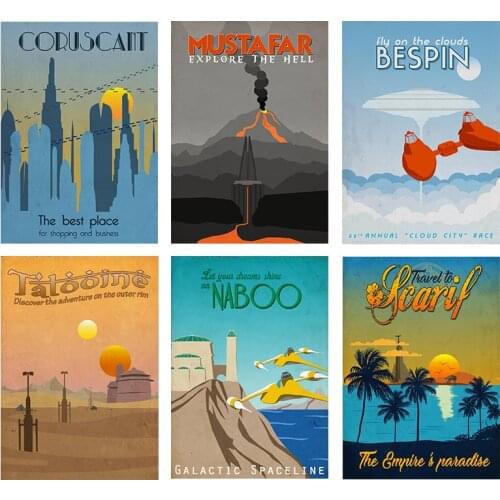 5D DIY Diamond Painting Full Square Cross Stitch Kit Diamond Embroidery Star Wars Travel Poster Picture of Rhinestones Decor