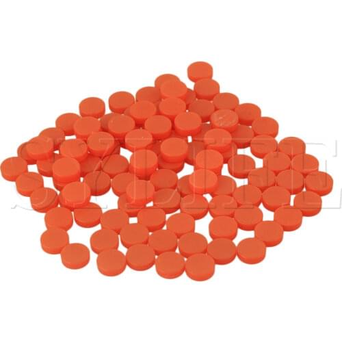 6.3mm Dia Orange Plastic Guitar Dot for Mandolin Banjo Ukulele Guitar Set of 100