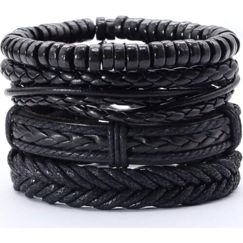 Trendy Bransoletki Damskie Boho Punk Wrap Weave Leather Bracelet Men Homme Accesorios Pulseras Mujer Bracelets for women Jewelry