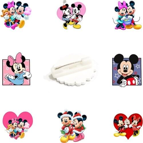 Disney Creative Design Couple Mickey Mouse Brooch Acrylic Men And Women Accessories Badges Children Resin Jewelry Gifts