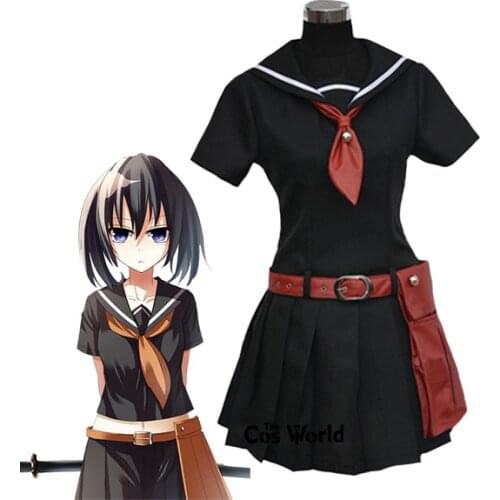 Akame ga KILL Kurome Black Sailor Suit School Uniform Dress Outfit Anime Cosplay Costumes