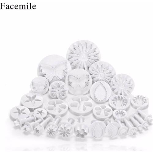 Facemile 33PCS Flower Set Plunger Fondant Cutter Cake Tool Cookie Biscuit Cake Mold Craft DIY 3D Sugarcraft Cake Decorating Tool