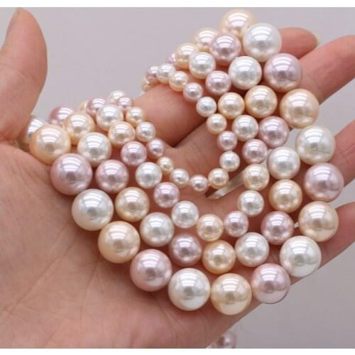 Natural shell beads fritillary round mixed color loose spacer beads for jewelry making DIY necklace bracelet earrings accessory
