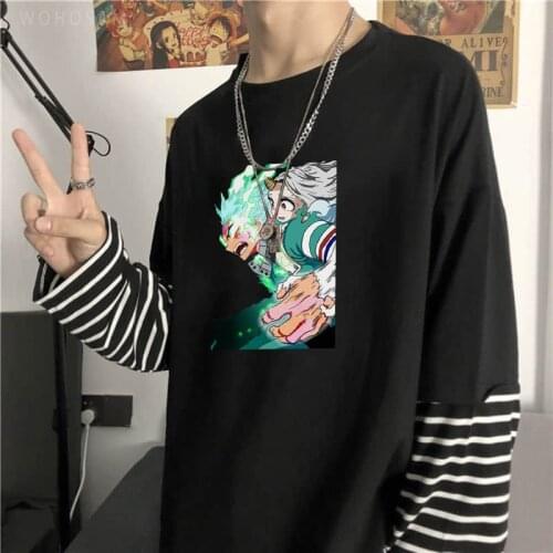 My Hero Academia Anime Harajuku T-shirt Kawaii Cartoon Midoriya Izuku And Eri Women Tshirt Men Summer Hip Hop Long Sleeve TShirt