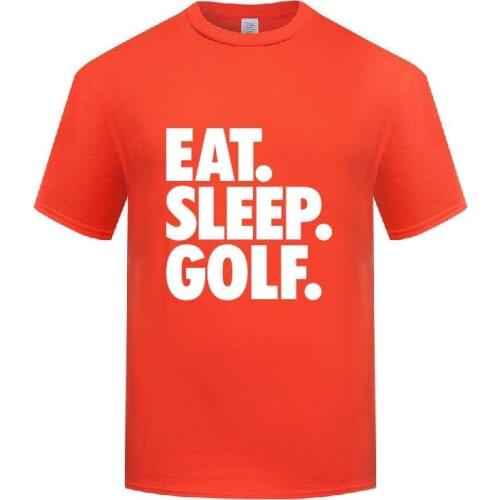 Funny Eat Sleep Golf Cotton T Shirt Graphic Men Round Collar Summer Short Sleeve Tshirts Custom Tops Tees