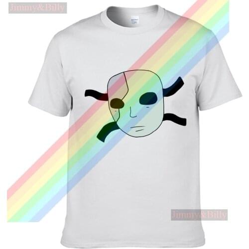 Sally Face Strange Mask Logo Retro Casual T Shirt Mens Summer Black 100% Cotton Short Sleeves O-Neck Tee Shirts Tops Tee Unisex