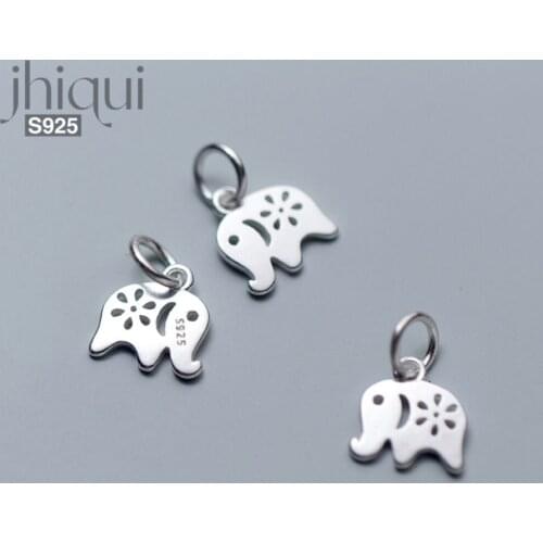 4PCS 925 Sterling Silver Elephant Charm Pendant for DIY Bracelet Making Fine Jewelry Finding