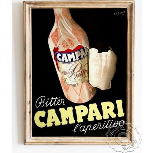 Carlo Fisanotti Design Poster, Campari Vintage Advertising Art Prints, Bitter Beverage Canvas Painting, Bar Club Backdrop Decor