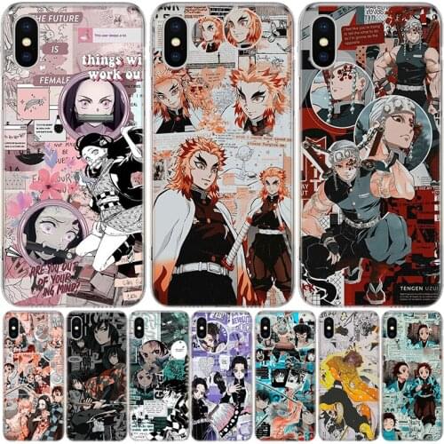 Kimetsu No Yaiba Demon Slayer Anime Phone Case For Iphone 11 12 Mini Pro XS Max XR X 8 7 6 6S Plus SE 2020 5 5S SE Cover Shell C