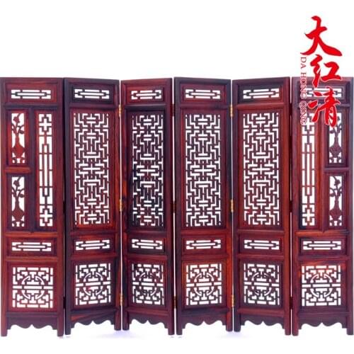 36X6.5X24CM Classical Screen Ornament Micro Furniture Redwood Crafts Chinas ancient culture birthday art gift AA057