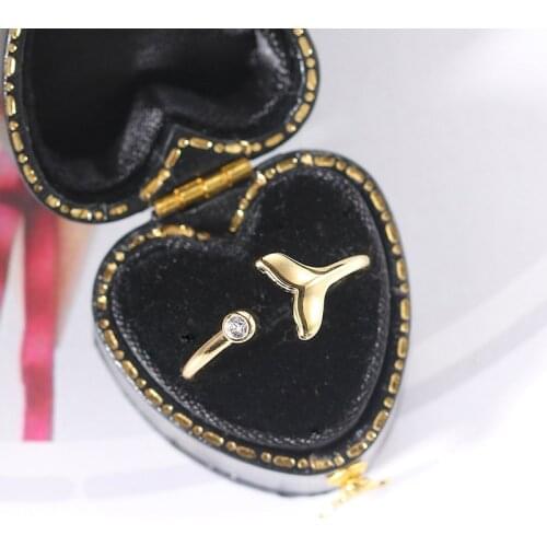 ZHOUYANG Mermaid Fishtail Cute Rings For Women Korean Zircon Gold Color Daily Wear Thin Ring Accessories Trend 2021 Jewelry R385