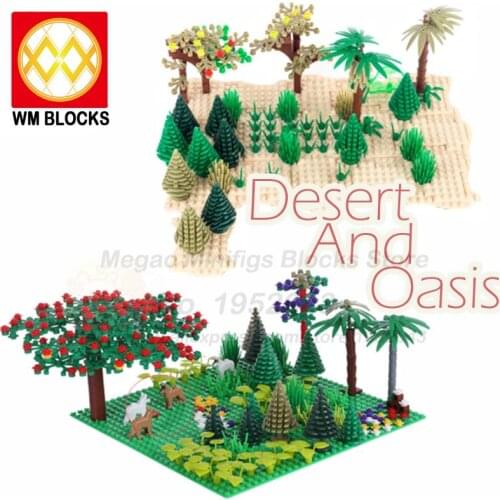WM Blocks MOC Desert And Oasis Model Bricks Rainforest Jungle Forest Set Building Blocks Educational Toy For Children Kids Gifts
