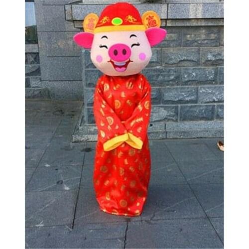 Golden Red Pig Mascot Costume Suits Cosplay Party Dress Outfits Event Unisex Cartoon Apparel Cosplay Carnival Halloween Adults