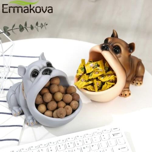 ERMAKOVA Creative French Bulldog Candy Box Statue Dog Animal Figurine Shoe Cabinet Key Storage Box Living Room Home Decoration