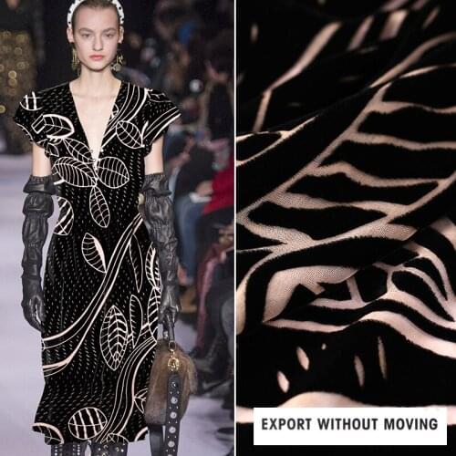 Custom fashion clothing hollow Burnt-out velvet silk velvet clothing cheongsam fabric silk dress cloth soft velvet cloth