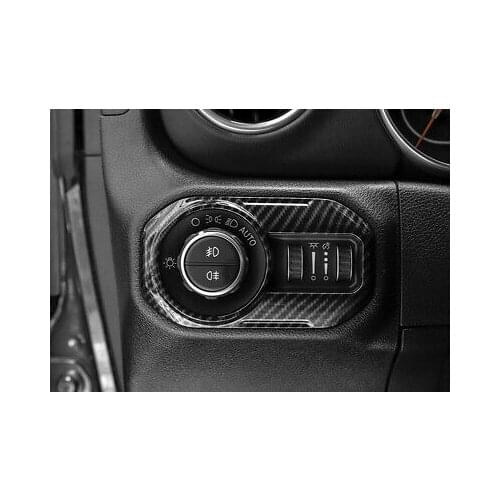 Carbon Fiber Look Head Light Switch Button Cover For Jeep Wrangler JL 2018-2020