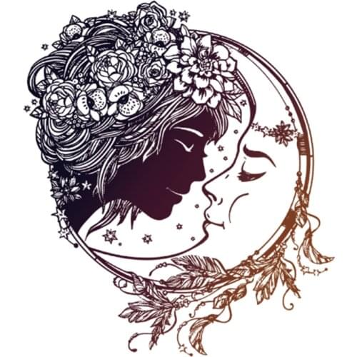 Clothing Patches Women Moon Pattern Iron On Patches Thermal Transfer Printing Fashion Stickers for Clothes Style Decoration