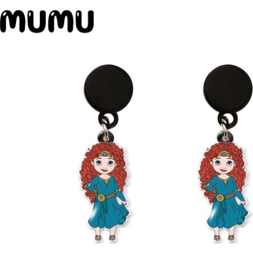 2021 New Little Princess Merida Drop Earring Art Earrings Resin Epoxy Handmade Jewelrys