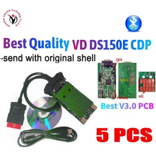 DHL 5pcs/lot best V3.0 PCB with Bluetooth VD DS150E CDP Pro Plus 2016.R0 with keygen for delphis car truck obd obd2 scanner tool