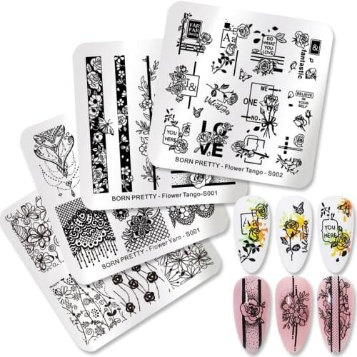 BORN PRETTY Nail Stamping Plates Spring Series Butterfly Flower Nail Art Stamp Template Stainless Steel Manicuring Stencils Tool