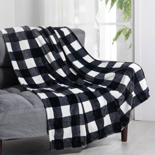 Plaid for Beds Coral Fleece Blankets Gray Color Plaids Single/Queen/King Flannel Bedspreads Soft Warm Blankets for Bed