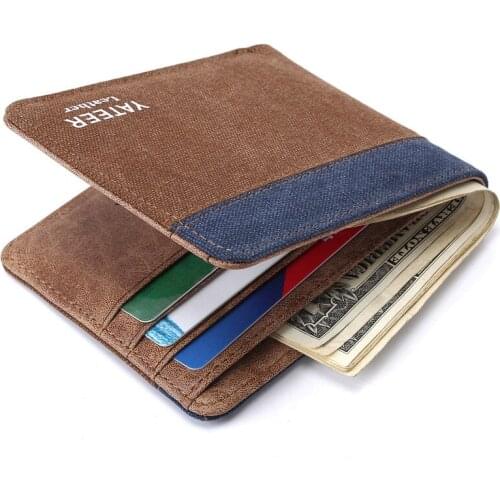 Casual Mens New Canvas Wallet Card Bag Male Short Purses Mony Bag Card Holder