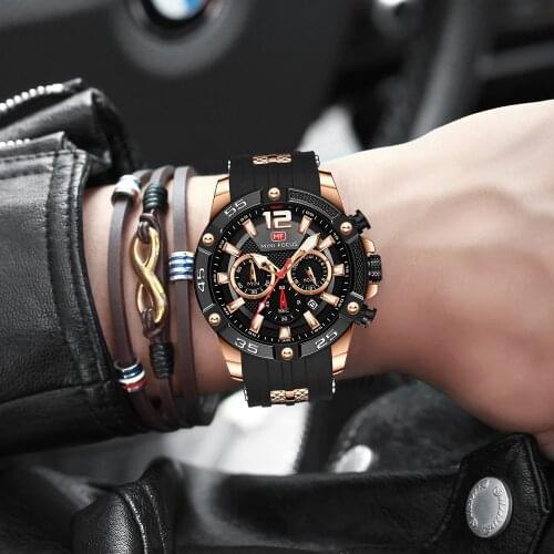 MINI FOCUS Luxury Brand Watch Men Waterproof Fashion Sport Clock Mens Wristwatches Quartz Black Silicone Relogio Masculino 2020