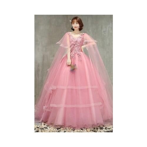 Pink shoulder veil Medieval Renaissance ball gown Sissi princess dressVictorian/Marie Antoinette/Colonial Belle Ball