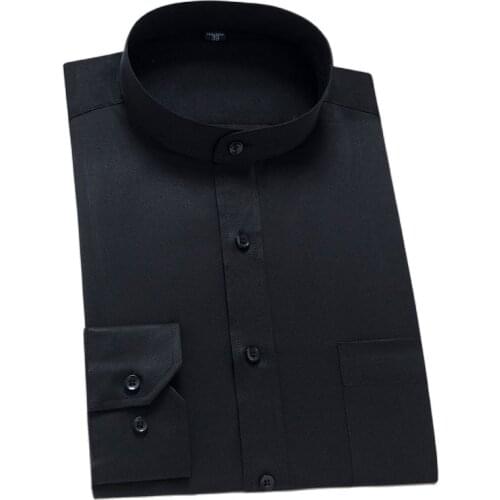 New classic mandarin collar long sleeved slim fit soft quality non-iron easy care mens dress shirts for work /party/meeting