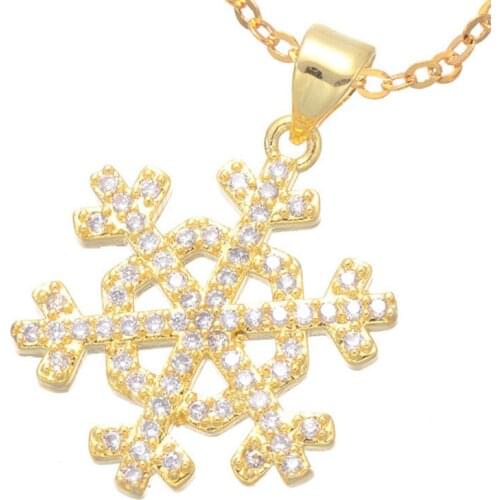 Hot Trendy Jewelry Diy Charms Gold Snowflake Necklaces For Women Fashion Micro Pave Jewelry Handmade Beads Pendants Bijoux Gift